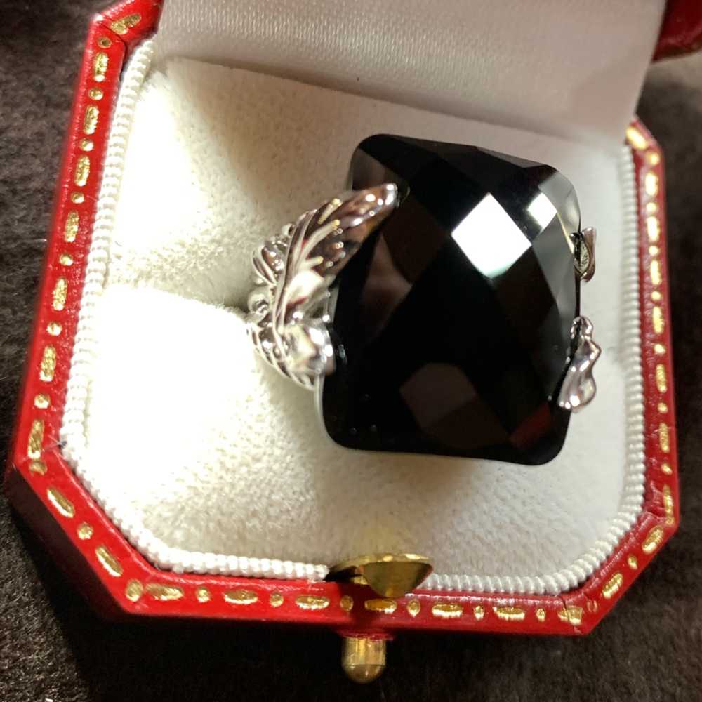 NEW Sterling Silver ONYX LARGE Faceted Cut Twisted Ring Joya Judy Crowell SIZE 8 - Picture 8 of 16